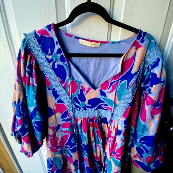 Down East Colorful Floral Dress with Puff Sleeves M/L - Picture 4 of 6